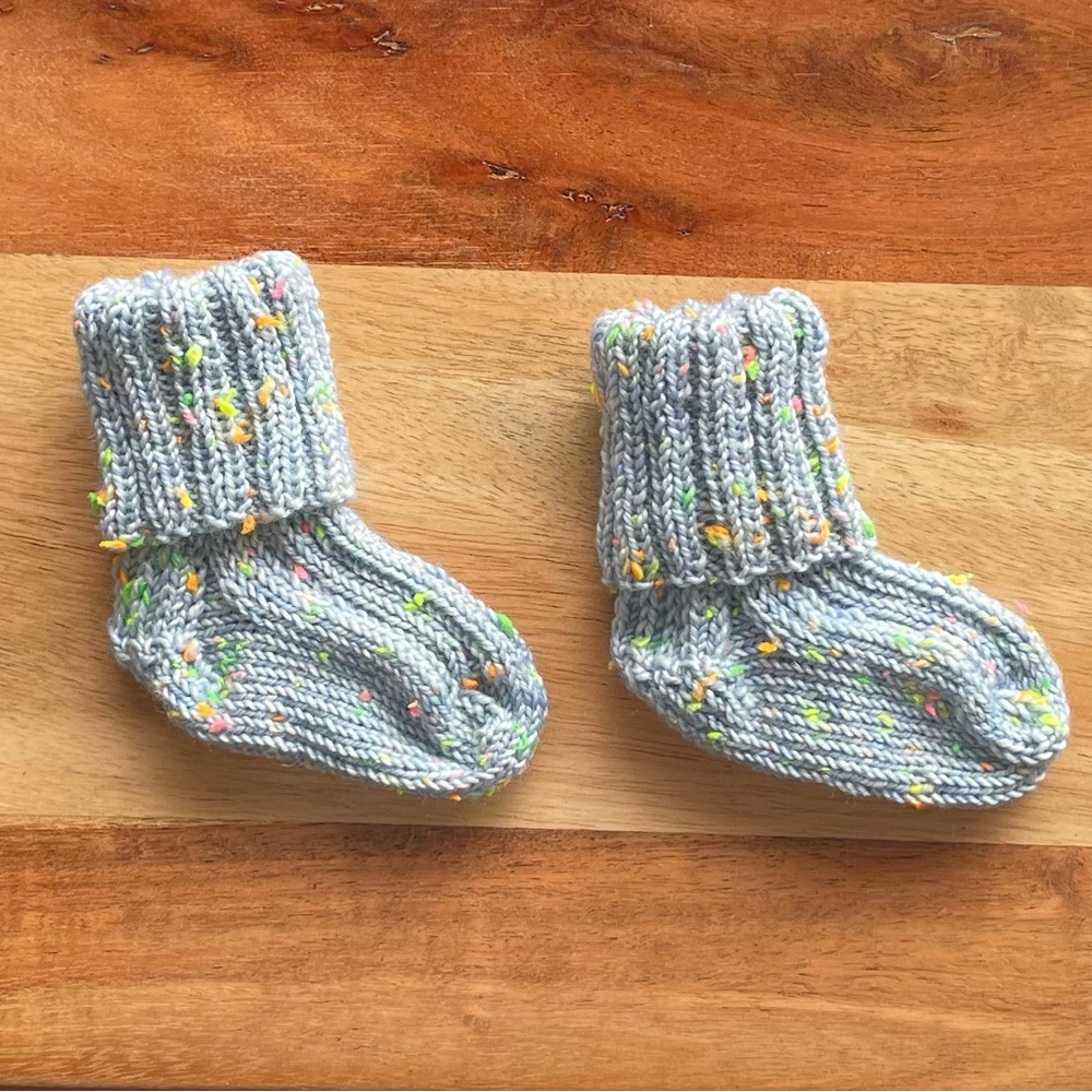 Hand-Knit Speckled Baby Socks